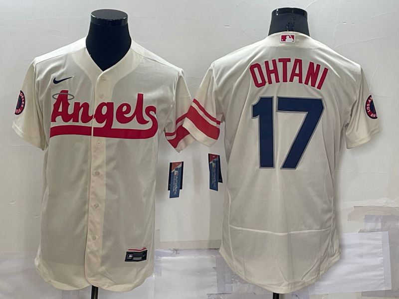 Men Los Angeles Angels 17 Ohtani Cream City Edition Elite Nike 2022 MLB Jersey